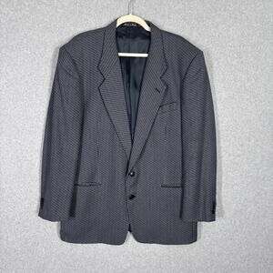 Mani Sport Coat Blazer 42L Blue Wool Silk Tweed Houndstooth Made Italy Saks READ